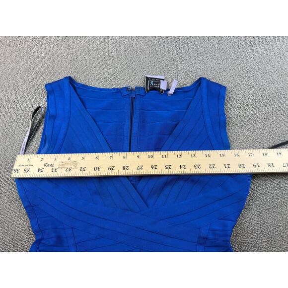 Hervé Léger Women's Medium Blue V Neck Dress Gown - Picture 7 of 16